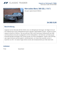 Mercedes-Benz 300 SEL (1967) 34.900 EUR