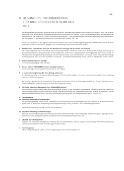 II. BESONDERE INFORMATIONEN F&Uuml;R IHRE RISIKOLEBEN