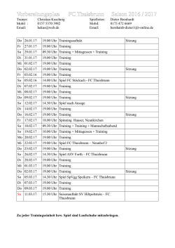 Verbereitungsplan 1.Mannschaft - FC