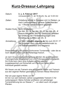 Dressurlehrgang - RC St. Georg G&uuml;nhoven