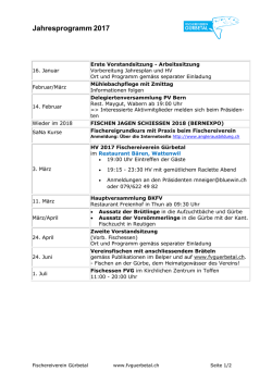 Jahresprogramm 2017 - Fischereiverein G&uuml;rbetal