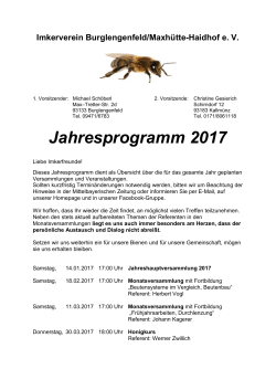 Jahresprogramm 2017 - Imkerverein Burglengenfeld/Maxhütte