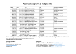 Trainingsprogramm Nachwuchs 2017