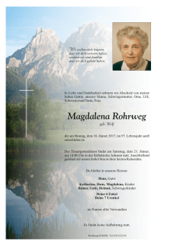 Magdalena Rohrweg - Bestattung Haider