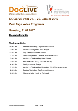 DOGLIVE vom 21. &ndash; 22. Januar 2017 Zwei Tage volles Programm