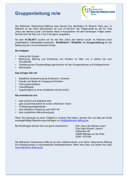 Gruppenleitung - Bethanien Diakonissen Stiftung