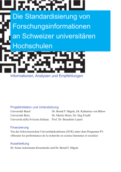 Die Standardisierung von Forschungsinformationen an Schweizer