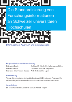 Die Standardisierung von Forschungsinformationen an Schweizer