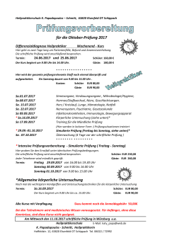 Prüfungsvorbereitung für die Oktober-Prüfung 2017