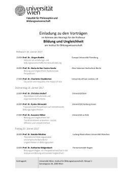 Einladung zu den Vorträgen