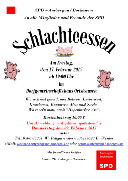 Am Freitag, den 17. Februar 2017 ab 19:00 Uhr im