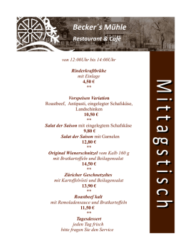 Ein Auszug aus unserer Speisekarte