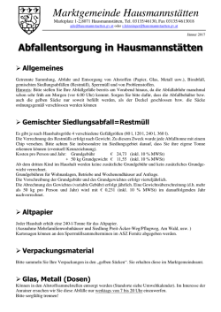 Information zur Abfallentsorgung in Hausmannst&auml;tten und