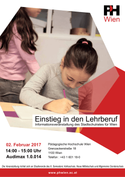 Einstieg in den Lehrberuf - Pädagogische Hochschule Wien