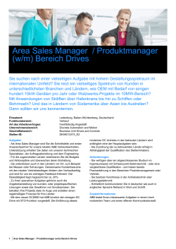 Area Sales Manager / Produktmanager (w/m) Bereich Drives