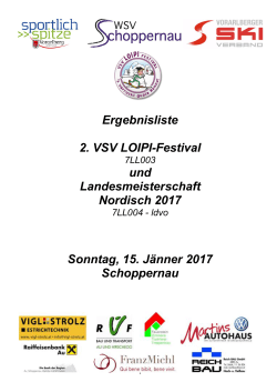 Ergebnisliste 2. VSV LOIPI-Festival und Landesmeisterschaft