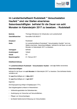 Im Landwirtschaftsamt Rudolstadt " Versuchsstation Haufeld " sind