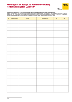 Fahrzeugliste als Beilage zur Rahmenvereinbarung