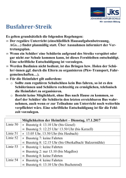Informationen Busfahrerstreik - Johannes-Kepler