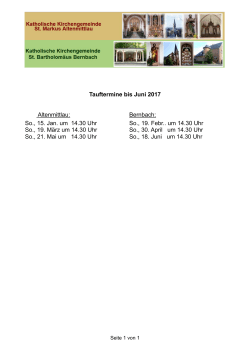 Tauftermine bis Juni 2017 Altenmittlau: Bernbach: So., 15. Jan. um