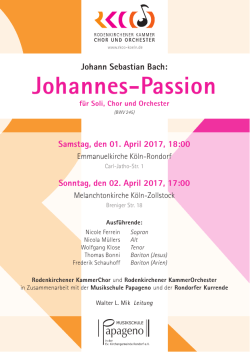 Johannes-Passion - Rodenkirchener Kammerchor