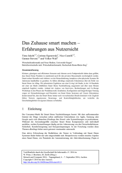 Das Zuhause smart machen: Erfahrungen aus Nutzersicht (PDF