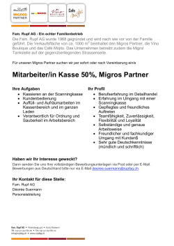 Mitarbeiter/in Kasse 50%, Migros Partner