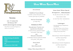 Winter Special Menue - Restaurant Freudenreich
