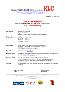Ausschreibungen | Typen | KLV – Kärntner Leichtathletik Verband