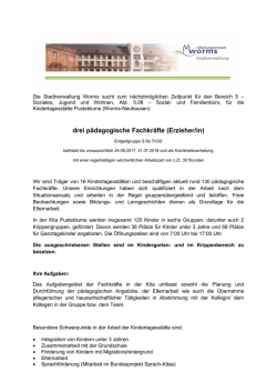 drei p&auml;dagogische Fachkr&auml;fte (Erzieher/in)