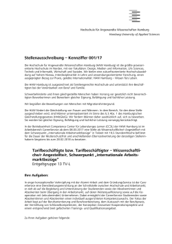 Stellenausschreibung – Kennziffer 001/17