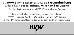 Die KVW Service GmbH sucht für die