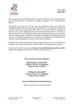 Eltern-ABC Hilari 2017 Donnerstag, 12. Januar 2017 Freitag, 13