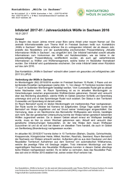 Infobrief 2017-01 / Jahresr&uuml;ckblick W&ouml;lfe in - schaf