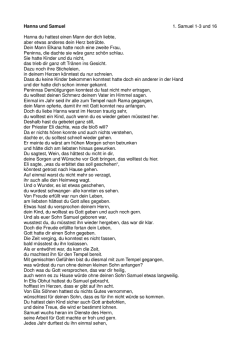 Hanna und Samuel 1. Samuel 1-3 und 16 Hanna du