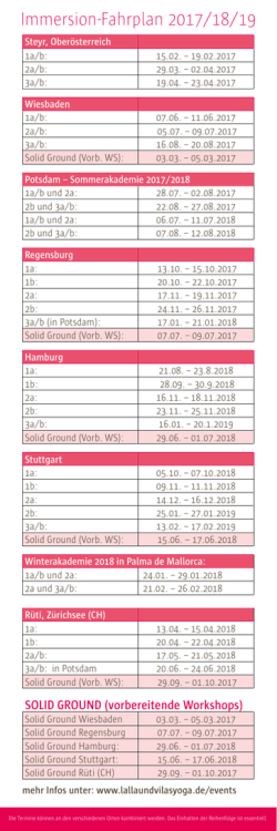 Immersion-Fahrplan 2017/18/19