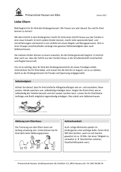 Kindergartenreife - Primarschule Hausen