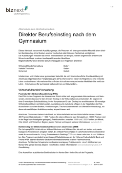 Direkter Berufseinstieg nach der Mittelschule - BIZ