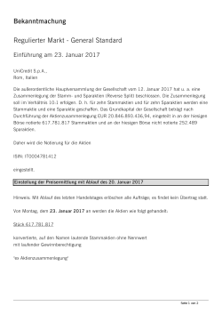 Bekanntmachung Regulierter Markt - General Standard