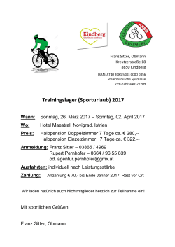 Trainingslager (Sporturlaub) 2017