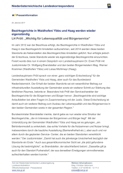 Bezirksgerichte in Waidhofen/ Ybbs und Haag werden wieder