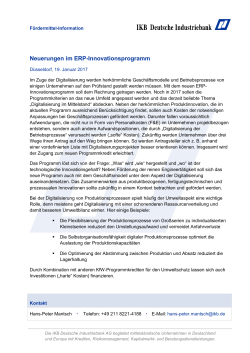 Neuerungen im ERP-Innovationsprogramm