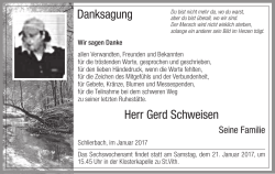 Herr Gerd Schweisen Danksagung