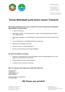 Tennis Wahlstedt sucht eine/n neue/n Trainer/in