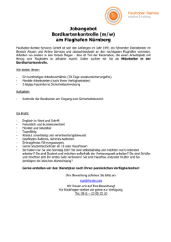 Jobangebot Bordkartenkontrolle (m/w) am Flughafen Nürnberg