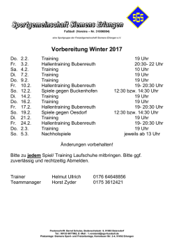 Vorbereitung Rückrunde - SGS