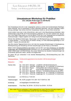 Workshop "Umsatzsteuer für Praktiker" - IHR
