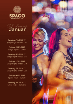 Samstag, 14.01.2017 Spago Night – mit DJ Luki Freitag