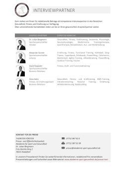 interviewpartner - Akademie f&uuml;r Sport und Gesundheit