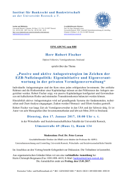 Herr Robert Fischer „Passive und aktive Anlagestrategien im